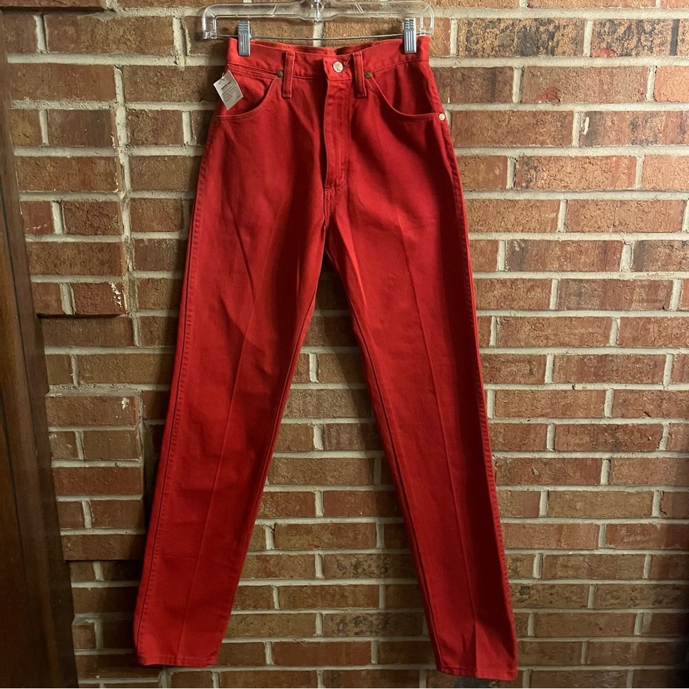 Vintage 1993 Wrangler Women 5 Red Tapered Leg Jeans NWT American Made USA